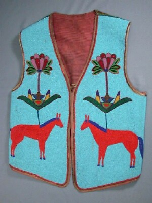 #ad Native American Floral Design Handmade Beaded Vest Front Powwow Regalia XNV503 $499.00