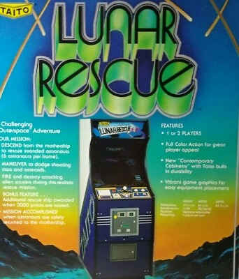 #ad Lunar Rescue Arcade Flyer 1979 Original Game Art Retro Classic 8.5quot; x 11quot; Retro $50.40
