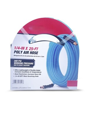 #ad 1 4quot;x25#x27; Poly Air Hose Heavy Duty Air Compressor Hose All Weather Flexible $16.30