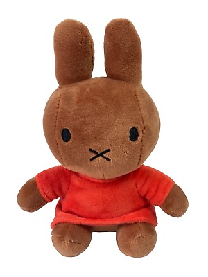 #ad Jazwares Miffy Bunny Rabbit 7.5” Brown Stuffed Animal Plush Orange Shirt $11.99