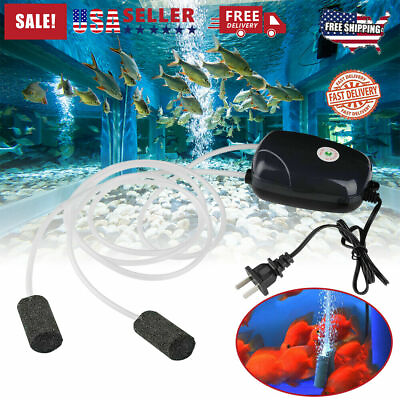 New Silent Air pump Aquarium Fish Tank Double Hole Air Pump Hydroponic Oxygen US $13.98