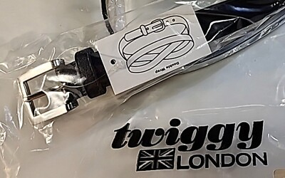 #ad Twiggy London Black Double Wrap Belt Leather w Silver Buckle Women#x27;s Large NEW $14.99