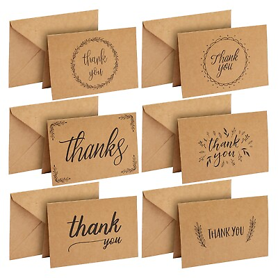 #ad 36 Pack Rustic Kraft Paper Material Thank You Cards with Envelopes 4 x 6 in $16.89