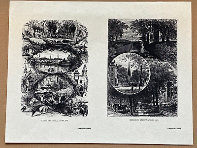 #ad 1873 NY Dual Print Central Park; Brooklyn Streets 8.5quot; x 11.25quot; $10.00