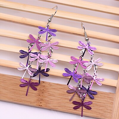#ad Colorful Dragonfly Dangle Earrings Cute Bohemian Jewelry Trendy Female Gift C $3.10