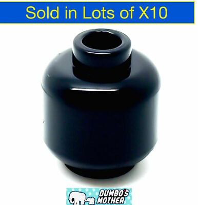 #ad Lego Black Minifigure Heads Head Plain Solid Black Globe Monochrome X10 $3.75