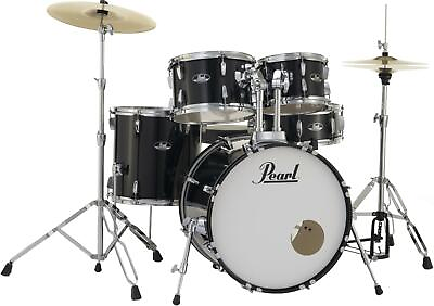 #ad Pearl Roadshow 5 Piece Complete Drum Set with Cymbals 20quot; Kick Jet Black $659.99