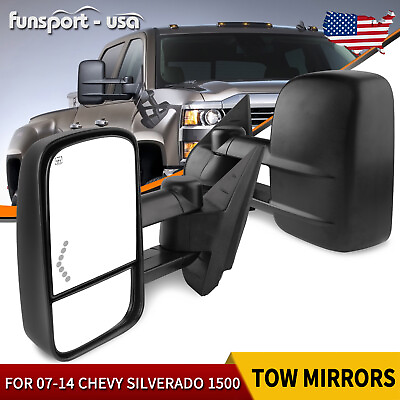 #ad Power Heated Arrow Light Tow Mirrors for 2007 2013 Chevy Silverado Sierra 1500 $83.96