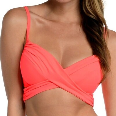 #ad 🌻NEW La Blanca Island Coral Goddess Wrap Underwire Bra Swim Bikini Top Size 10. $39.00