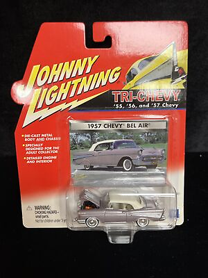 #ad Johnny Lightning Tri Chevy 1957 Chevy Bel Air Silver Color Body $8.95