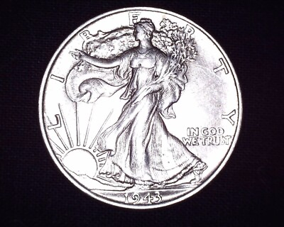 #ad 1943 P Silver Walking Liberty Half Dollar Nice Coin #WL882 $38.00