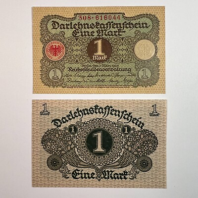 #ad Amazing 1920 German 1 Mark *Near Mint* Authentic Crisp Banknote 100 Years Old $4.50