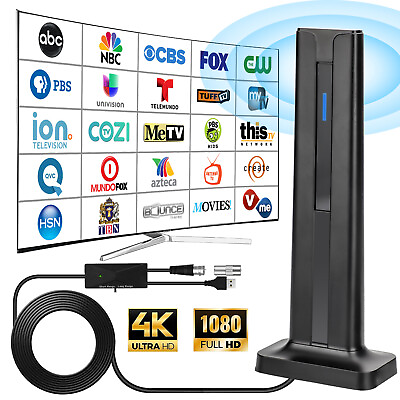 #ad #ad 450 Miles Upgraded TV Antenna Digital HD Antena Indoor HDTV 1080P 4K Long Range $17.48