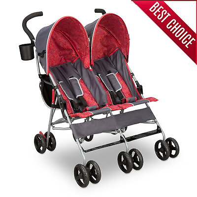 #ad Stroller Side By Side Double Convenience Storage Canopy Parent Cup Holder Travel $107.30