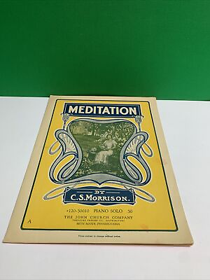 #ad Antique 1896 Sheet Music MEDITATION by C. S. Morrison PIANO SOLO $4.00