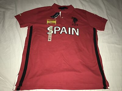 #ad New NWT Men#x27;s U.S. Polo Assn Polo Shirt Red Espana #1 Size Large $20.00