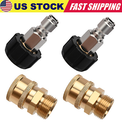 #ad 4 Pieces Pressure Washer Quick Connect Fittings M22 14mm to 3 8 Inch Adapter US $14.95