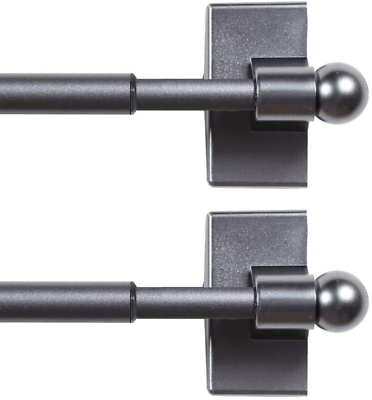 #ad 2 PACK Magnetic Curtain Rods Adjustable 16 to 28 Inch 1 2 Inch Diameter Pewter $44.52