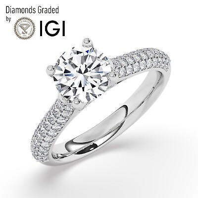 #ad IGID VS1 2CT Solitaire Lab Grown Round Diamond Engagement Ring 950 Platinum $2496.60