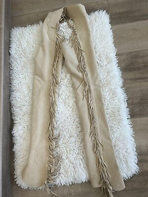 #ad Hobby Horse Ultrasuede Fringed Chaps Sterling Overlay Buckles EUC Size TBD $250.00