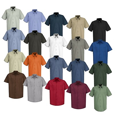 #ad Red Kap Work Shirt Solid Color 2 Pocket Men#x27;s Industrial Uniform Short Sleeve $19.98