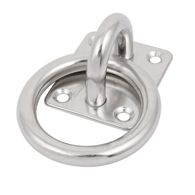 #ad 304 Stainless Steel 10mm Thick Square Sail Shade Pad Eye Plate Boat Loop w Ring AU $24.84
