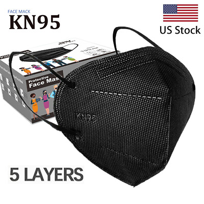 #ad 50 100Pcs Black KN95 Face Mask 5 Layer BFE 95% Disposable Respirator USA Seller $13.29