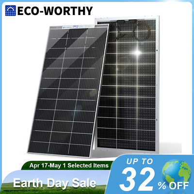 #ad ECO WORTHY Bifacial 200W Watt 12V Solar Panel Mono HighEfficiency PV for Sunshed $123.98