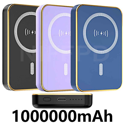 #ad Magnetic Wireless Power Bank 1000000mAh Mag Safe Backup Portable Fast Charger $15.91