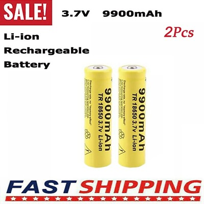 #ad 2 Pcs High Capacity 3.7V 9900mAh Rechargeable Batteries Li Ion Torch Battery $9.99