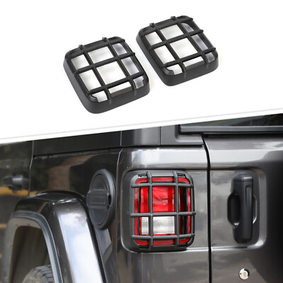 #ad 1Pair Rear Tail Light Lamp Cover Trim Guard For Jeep Wrangler JL 2018 Black $35.99