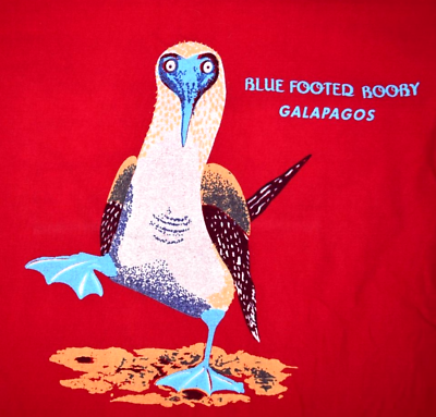 #ad Animal Print T Shirt VTG Blue Footed Booby Galapagos Screen Print Shirt S M $81.28