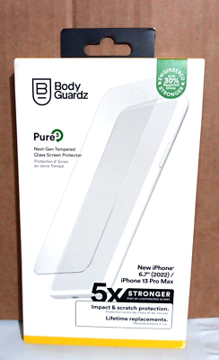 #ad BodyGuardz Pure3 Tempered Screen Protector for Apple iPhone 14 plus 13 Pro Max $7.50