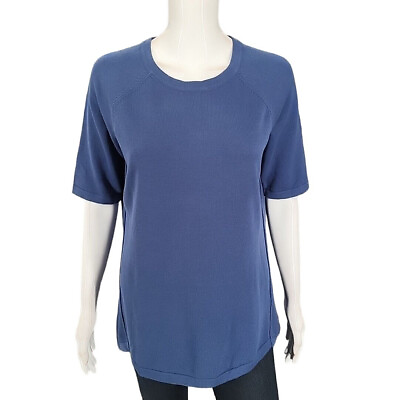 #ad Isaac Mizrahi Live Soho Pullover Short Sleeve Modern Sweater X Small Sz Blue Top $18.66
