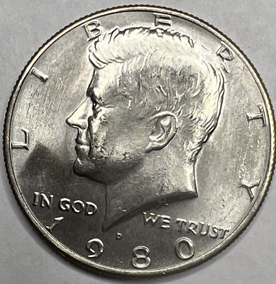 #ad 1980 D Kennedy Half Dollar Clad Uncirculated Gorgeous MM1 $1.75
