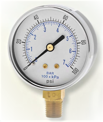 #ad 2.5quot; Utility Pressure Gauge 1 4quot; NPT Lower Connection Weksler 0 100 psi $9.99