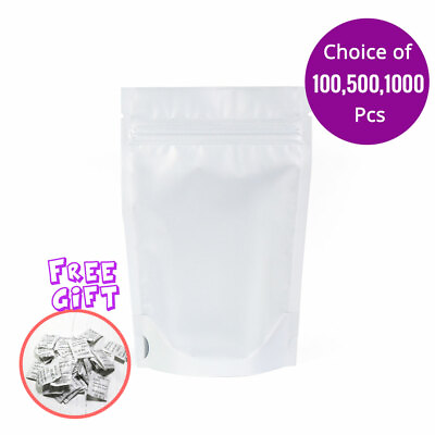 #ad 5x7in Clear Front White Back Mylar Stand up Zip Lock Bag w Silica Gel Desiccant $192.43