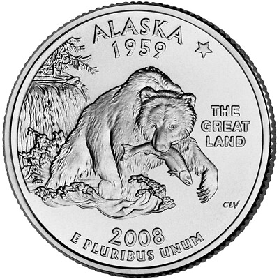 #ad 2008 P Alaska State Quarter. Uncirculated from US Mint roll. $2.39