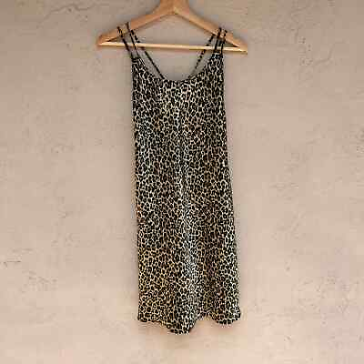 #ad Vintage Cheetah Print Sllip Dress Side Small Body Soul $25.00