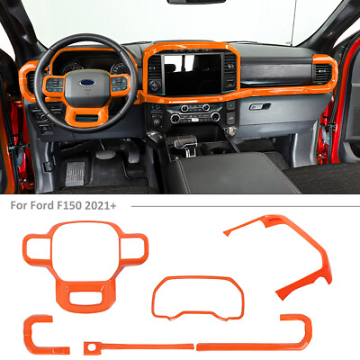 #ad 6x Interior Center Console Dashboard Cover Trim Decor For Ford F150 2021 Orange $139.99