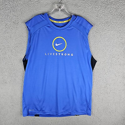 #ad Nike Livestrong Sleeveless Tank Work Out Shirt Blue Size XL $16.99