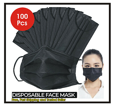 #ad 100 PCS Black Face Mask Mouth amp; Nose Protector Respirator Masks USA Seller $1100.00