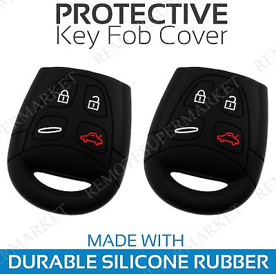 #ad 2 Key Fob Cover for 2003 2009 Saab 9 3 Remote Case Rubber Skin Jacket $9.95