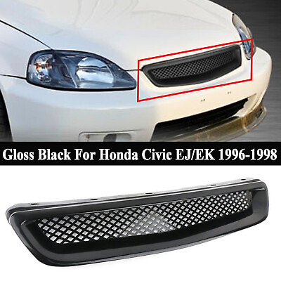 #ad #ad For Honda Civic EJ EK 96 1998 JDM Type R Glossy Black ABS Front Hood Grille Mesh $15.59