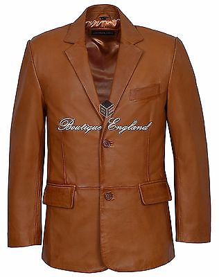 #ad Mens Leather BLAZER TAN Classic ITALIAN Tailored Soft REAL LEATHER TR4080 GBP 95.79