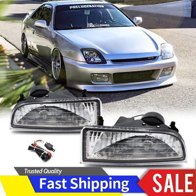 #ad Fit 1997 2001 Honda Prelude Front Bumper Clear Fog Lights Driving Lamps W Wiring $39.99