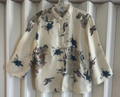 #ad CITRON SANTA MONICA Silk Sumo Baby Dragon Print Kimono Blouse M See Desc. $39.97