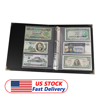 #ad Pocket Currency Page Money Banknote Album Book Collection Storage Sheets Album $22.29