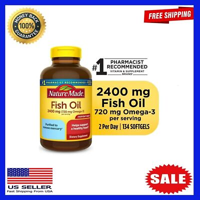 #ad Fish Oil 2400mg Per Serving Softgels Omega 3 Fish Oil Supplements 134 Count $11.57
