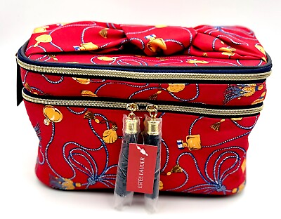 #ad #ad Estee Lauder Double Layer Makeup Train Case Bag with Handle amp; Build in Mirror $12.99